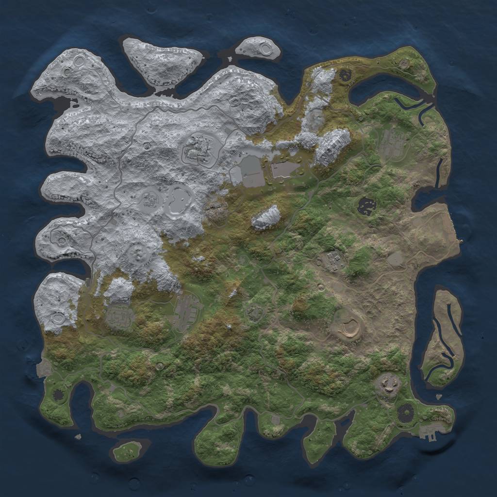 Rust Map: Procedural Map, Size: 4100, Seed: 23952305, 17 Monuments