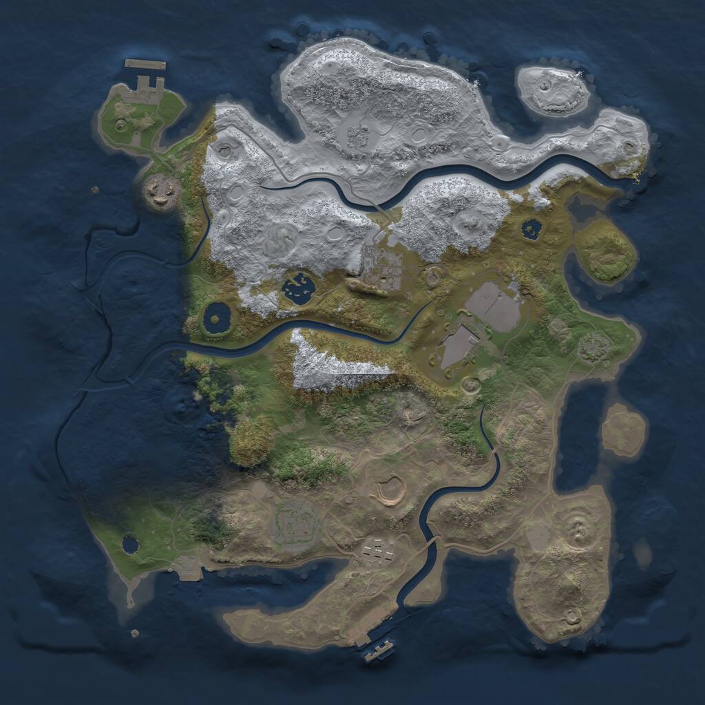 Rust Map: Procedural Map, Size: 3500, Seed: 73923342, 13 Monuments