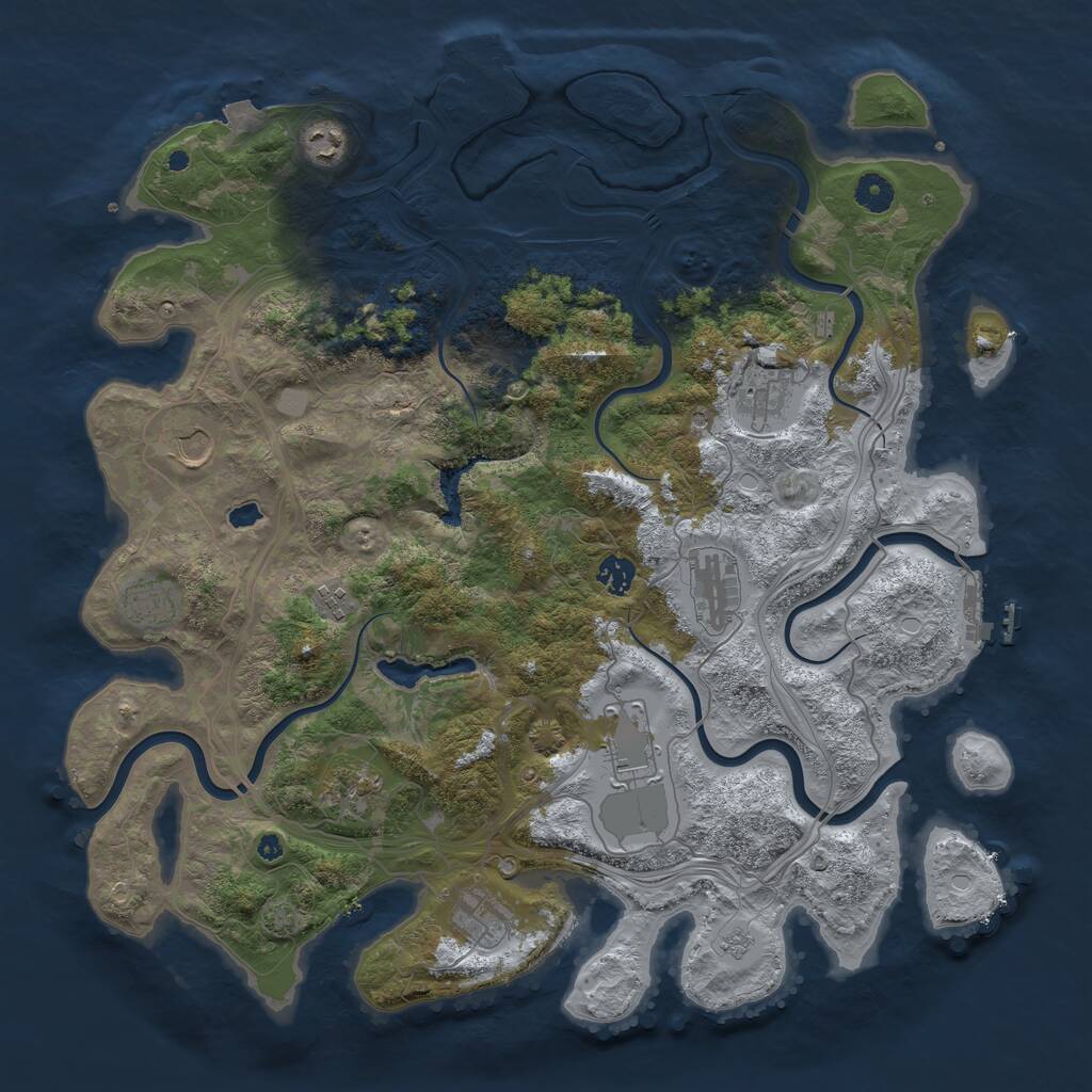 Rust Map: Procedural Map, Size: 4300, Seed: 91401829, 16 Monuments