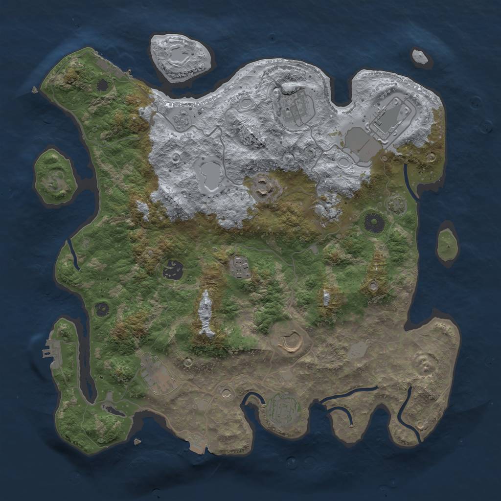 Rust Map: Procedural Map, Size: 3700, Seed: 843666, 17 Monuments