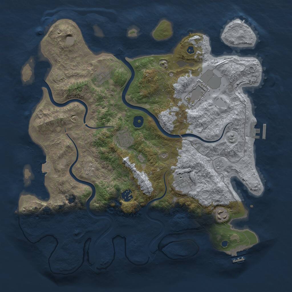 Rust Map: Procedural Map, Size: 3850, Seed: 4123376, 13 Monuments