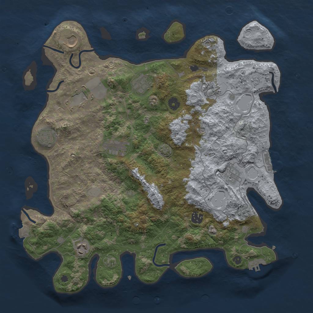 Rust Map: Procedural Map, Size: 3850, Seed: 4123376, 18 Monuments