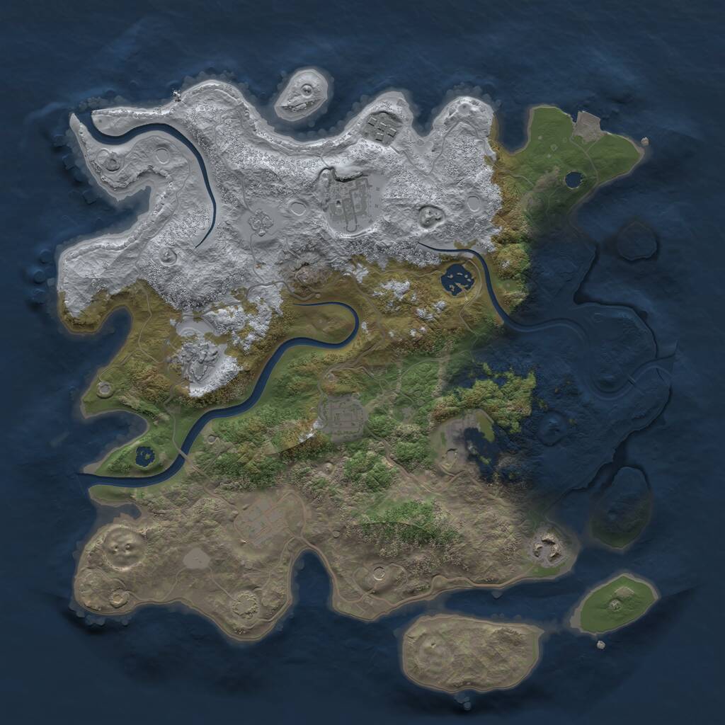 Rust Map: Procedural Map, Size: 3600, Seed: 61701174, 12 Monuments