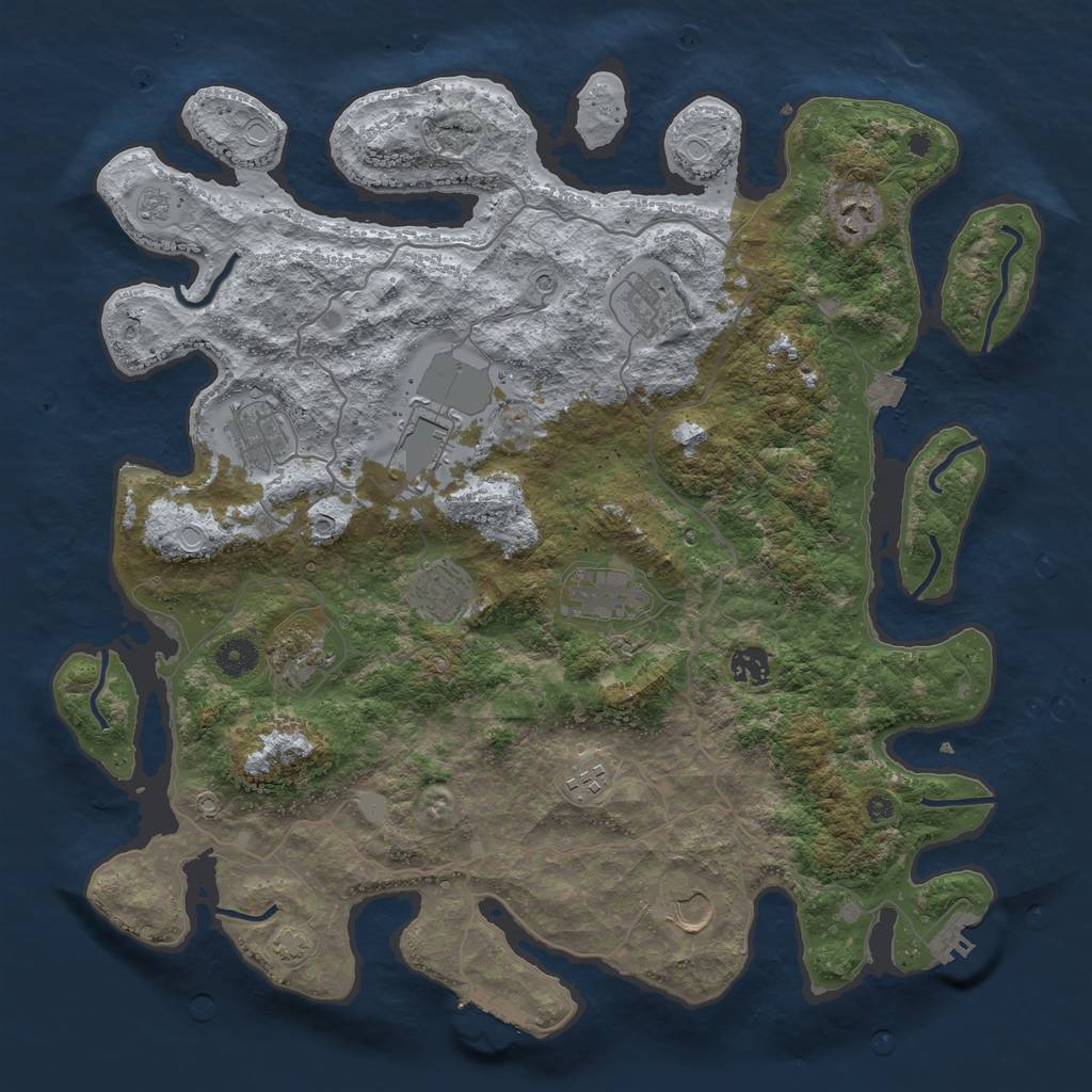 Rust Map: Procedural Map, Size: 4100, Seed: 202075, 18 Monuments