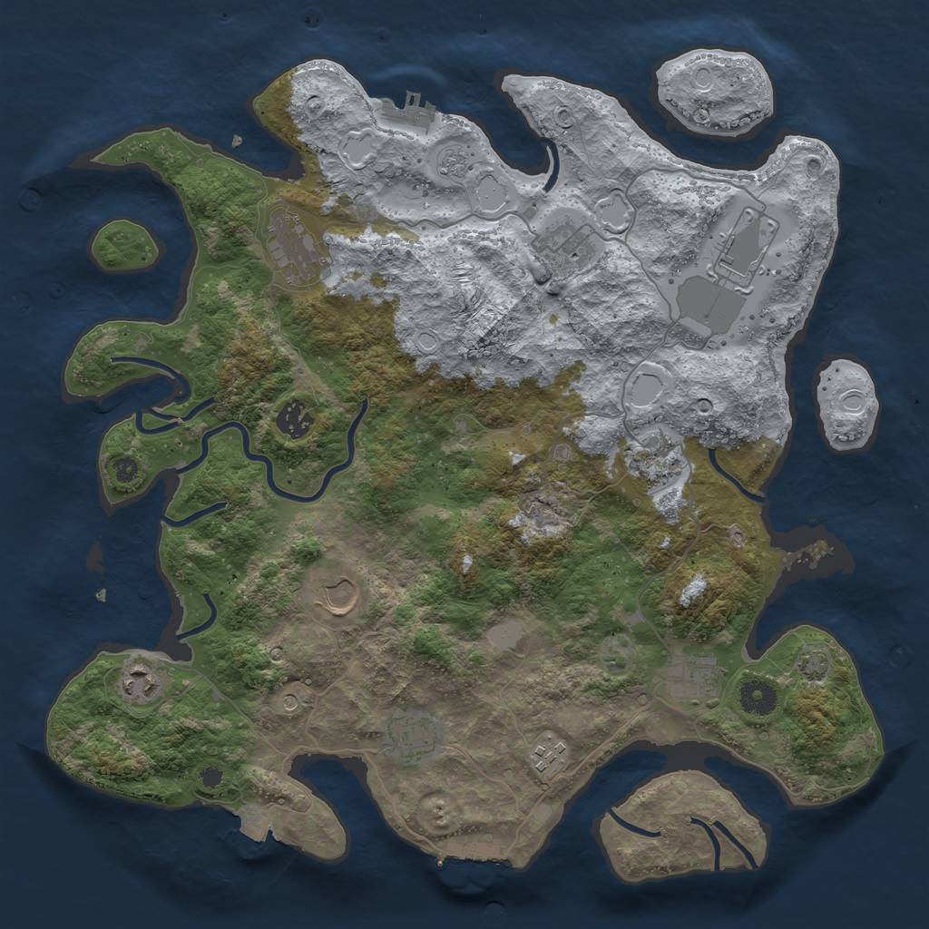 Rust Map: Procedural Map, Size: 3850, Seed: 13717852, 18 Monuments
