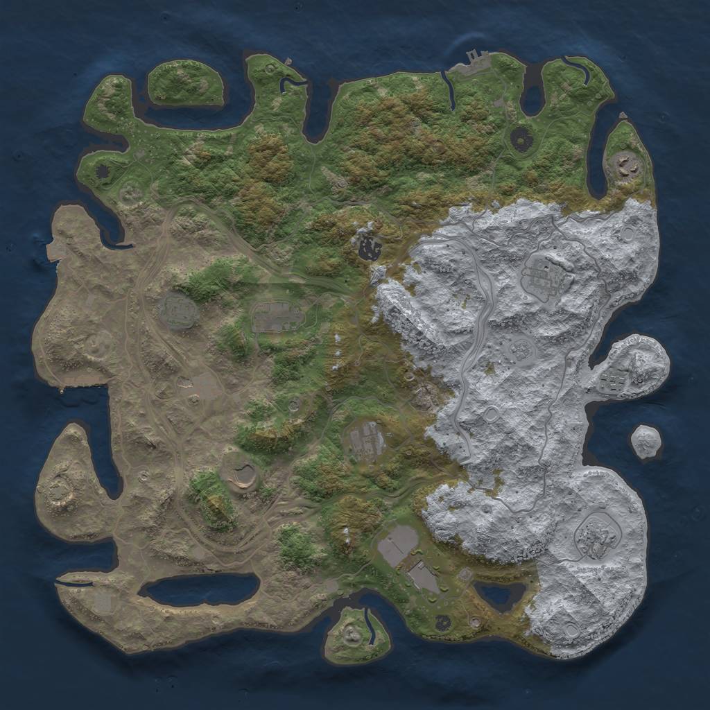 Rust Map: Procedural Map, Size: 4500, Seed: 2014997176, 19 Monuments