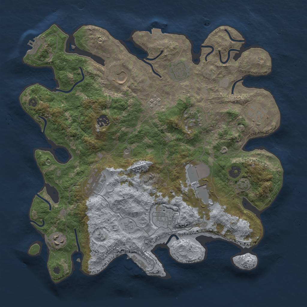 Rust Map: Procedural Map, Size: 3700, Seed: 1154833968, 18 Monuments