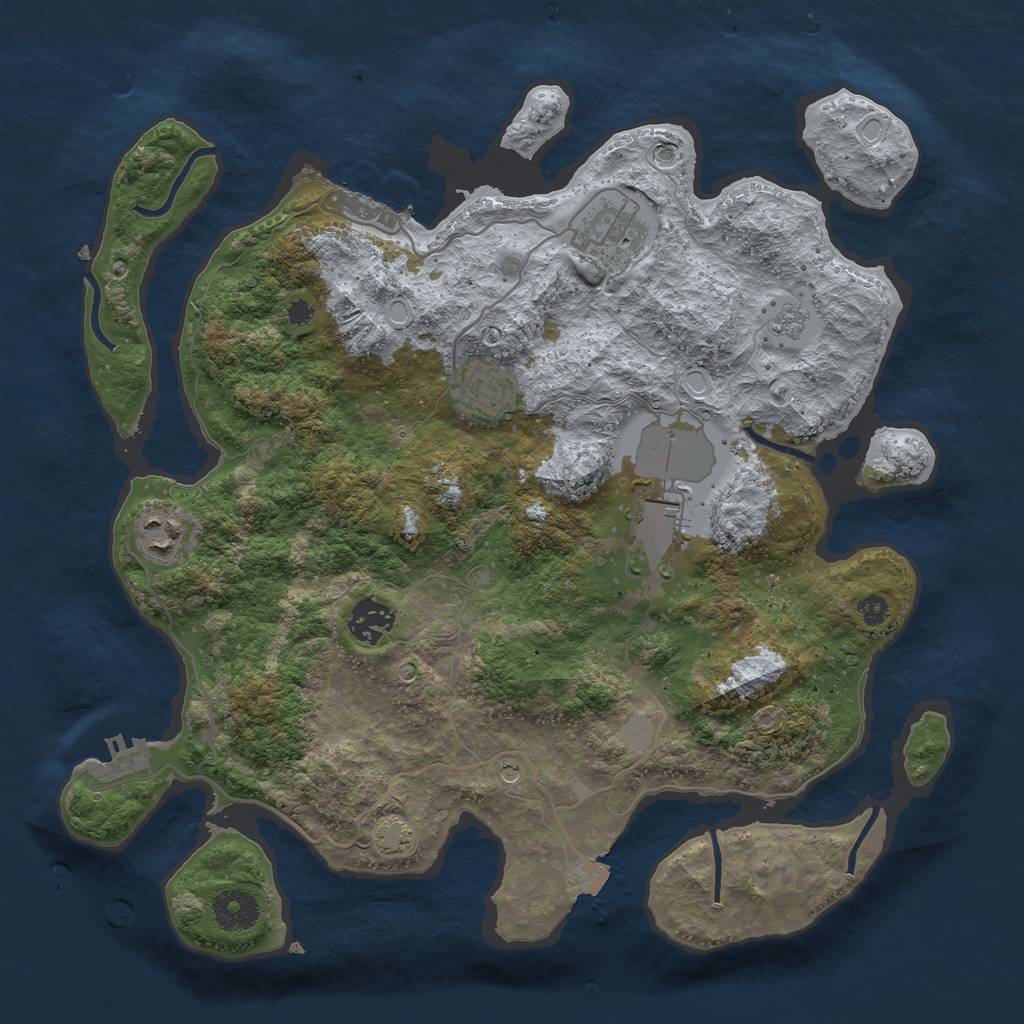 Rust Map: Procedural Map, Size: 3500, Seed: 109779212, 13 Monuments