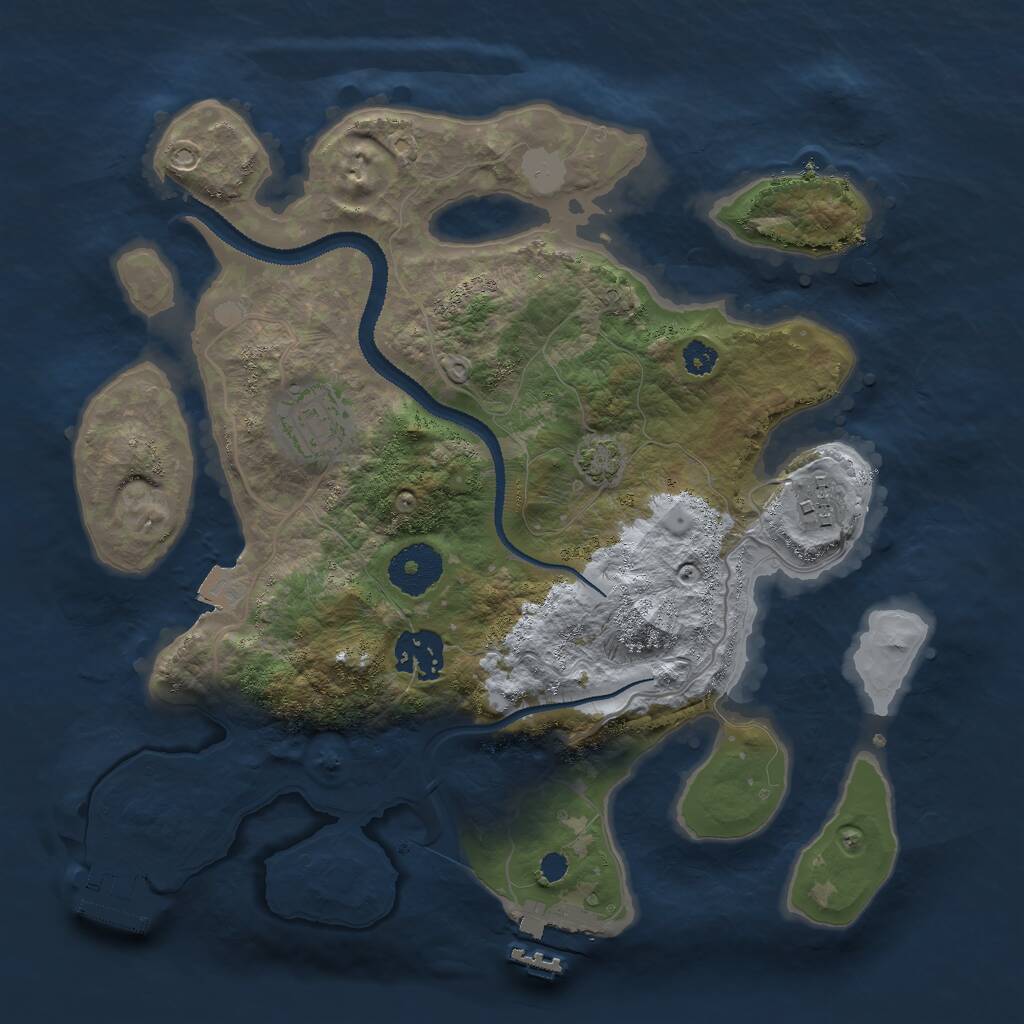 Rust Map: Procedural Map, Size: 3000, Seed: 20087, 7 Monuments