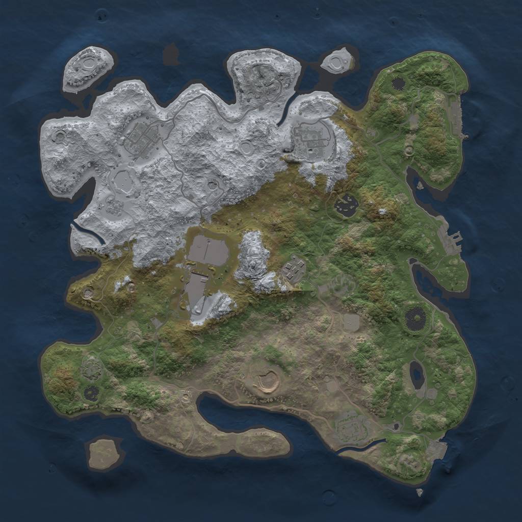 Rust Map: Procedural Map, Size: 3500, Seed: 1899558053, 15 Monuments