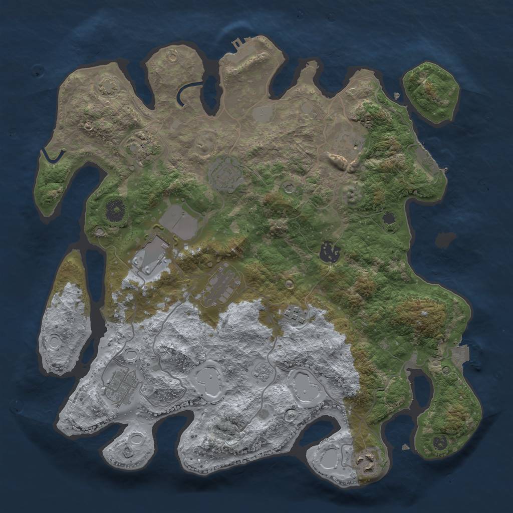 Rust Map: Procedural Map, Size: 3600, Seed: 6082023, 17 Monuments