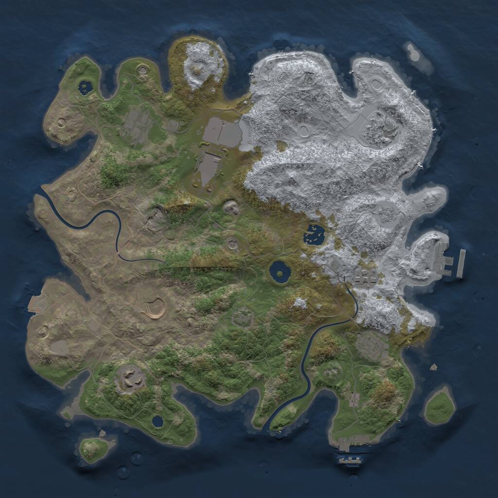 Rust Map: Procedural Map, Size: 3500, Seed: 676545579, 14 Monuments