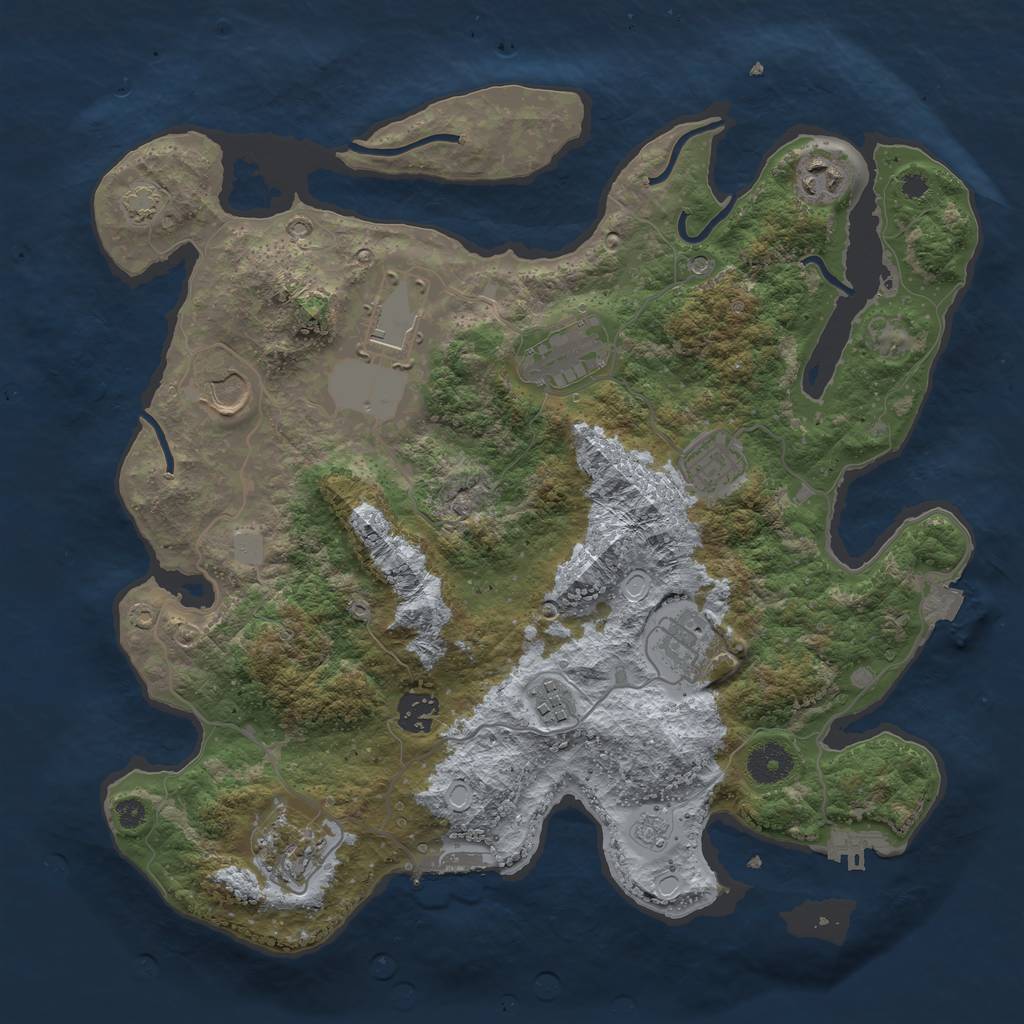 Rust Map: Procedural Map, Size: 3650, Seed: 52093433, 17 Monuments