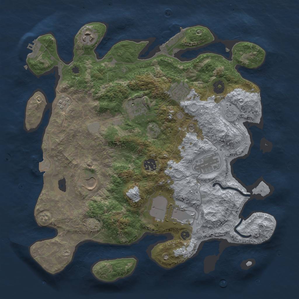 Rust Map: Procedural Map, Size: 3500, Seed: 1238333035, 16 Monuments