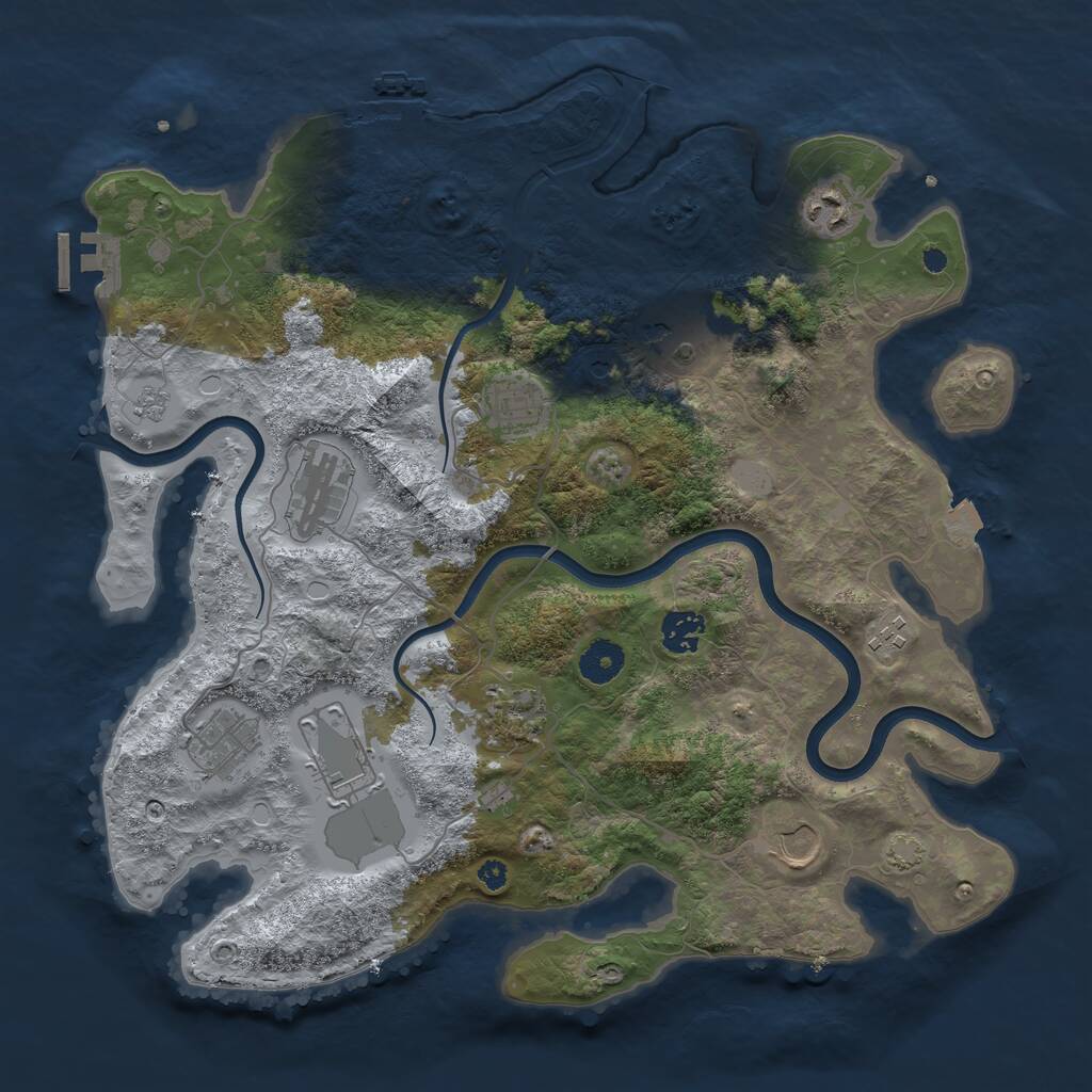 Rust Map: Procedural Map, Size: 3750, Seed: 54512943, 16 Monuments