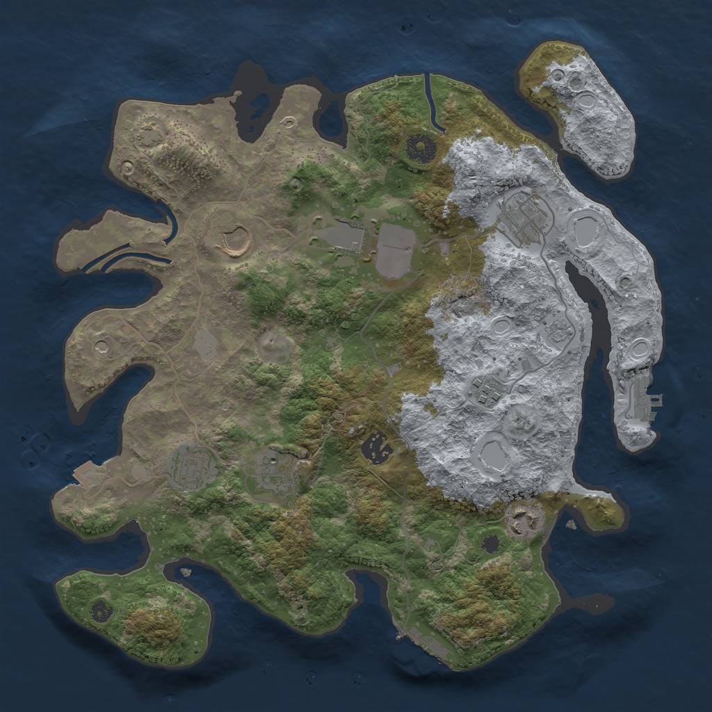 Rust Map: Procedural Map, Size: 3500, Seed: 586886469, 16 Monuments