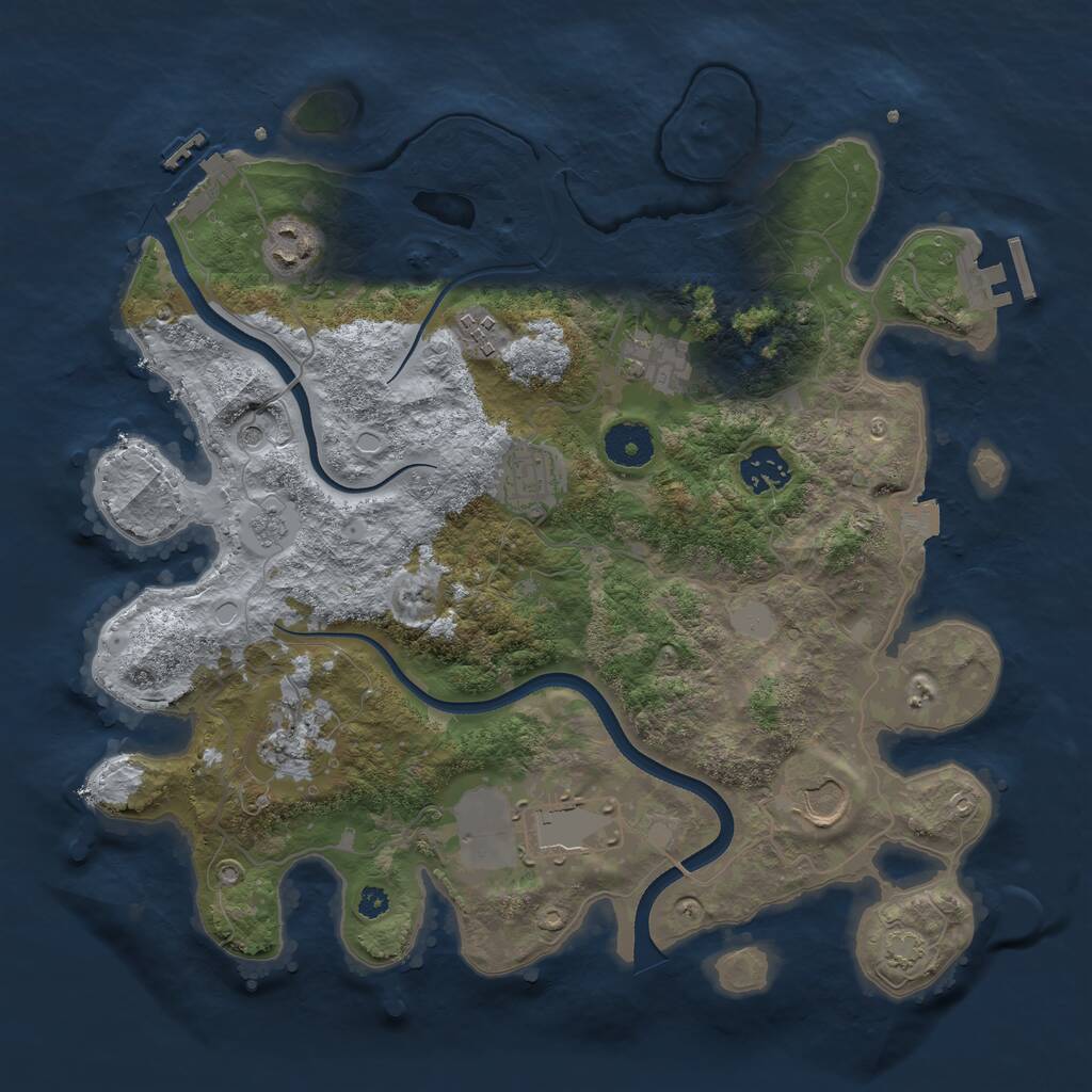 Rust Map: Procedural Map, Size: 3500, Seed: 86180141, 14 Monuments