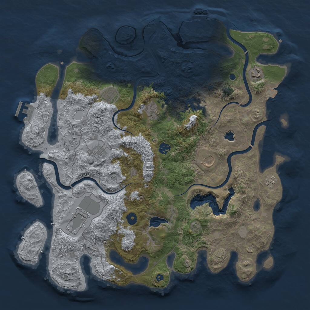 Rust Map: Procedural Map, Size: 4100, Seed: 46809072, 14 Monuments