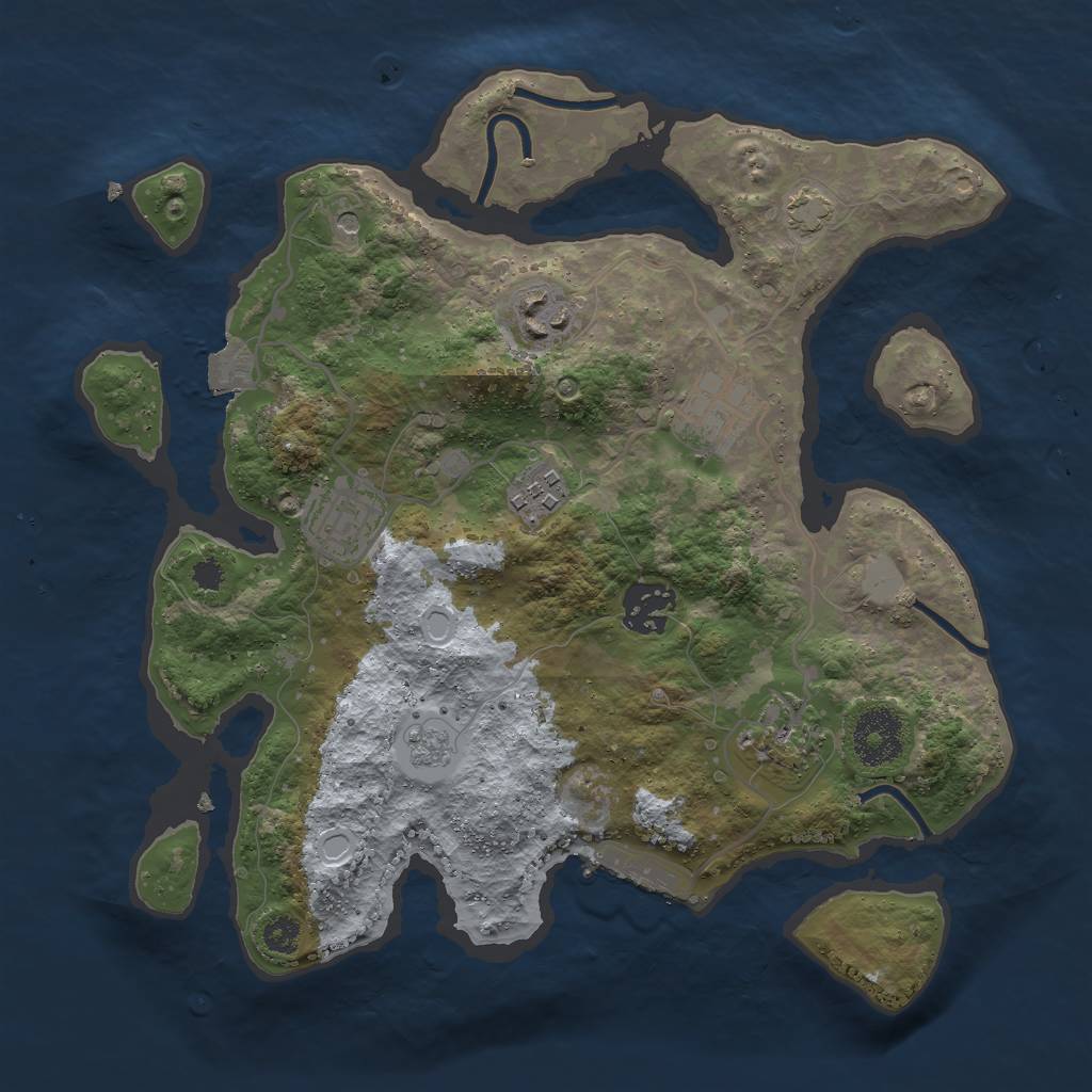 Rust Map: Procedural Map, Size: 3000, Seed: 1250035148, 13 Monuments