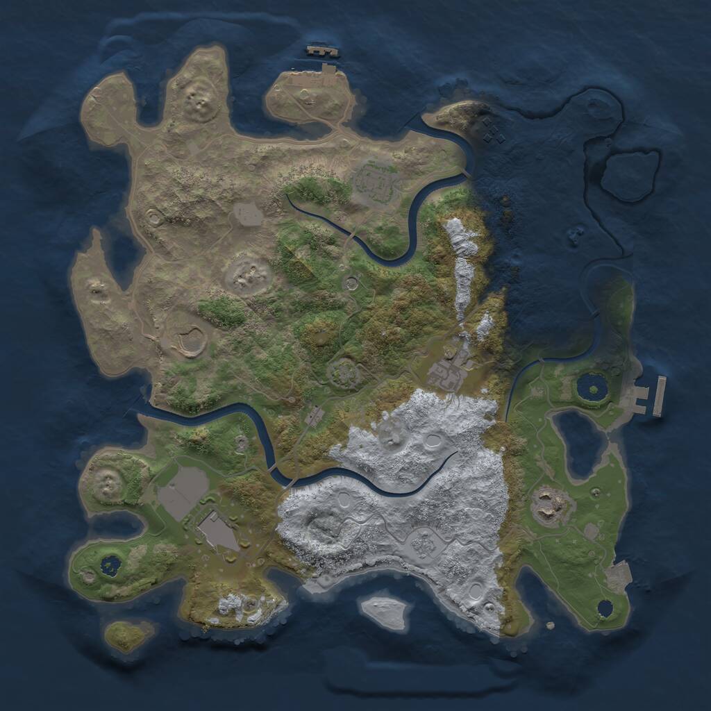 Rust Map: Procedural Map, Size: 3550, Seed: 85105256, 12 Monuments