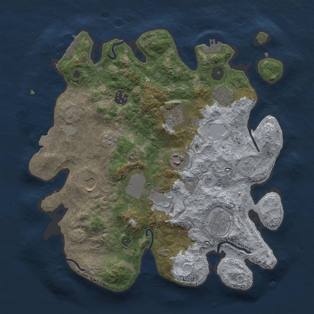 Rust Map: Procedural Map, Size: 3500, Seed: 72623743, 16 Monuments