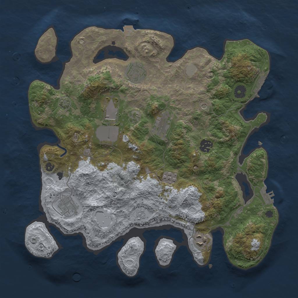 Rust Map: Procedural Map, Size: 3500, Seed: 936333469, 15 Monuments