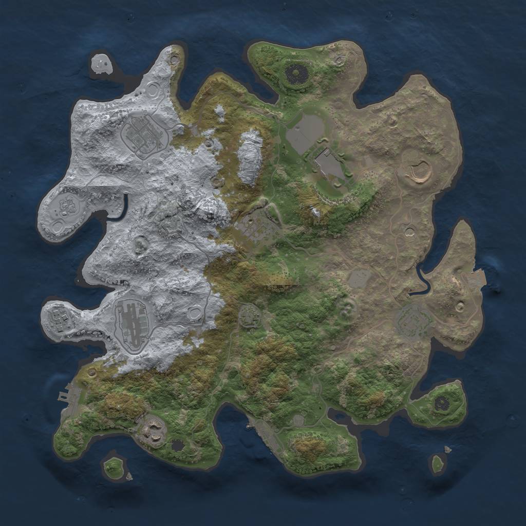 Rust Map: Procedural Map, Size: 3550, Seed: 104775047, 16 Monuments