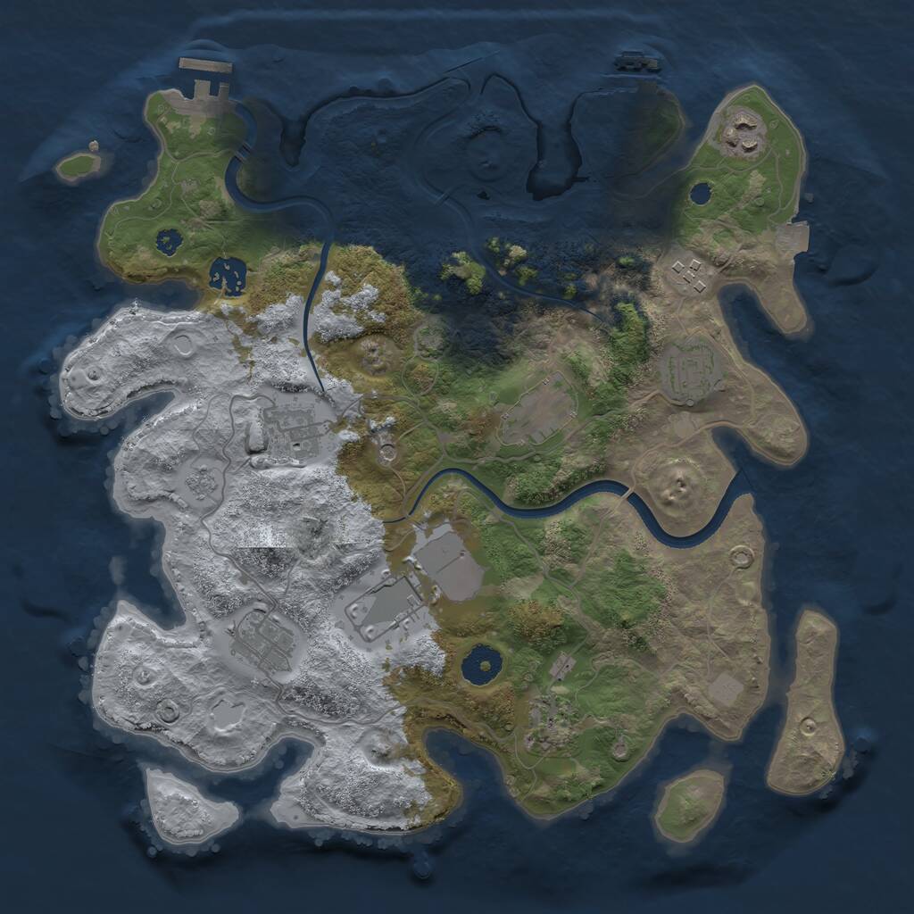 Rust Map: Procedural Map, Size: 3500, Seed: 29676441, 15 Monuments
