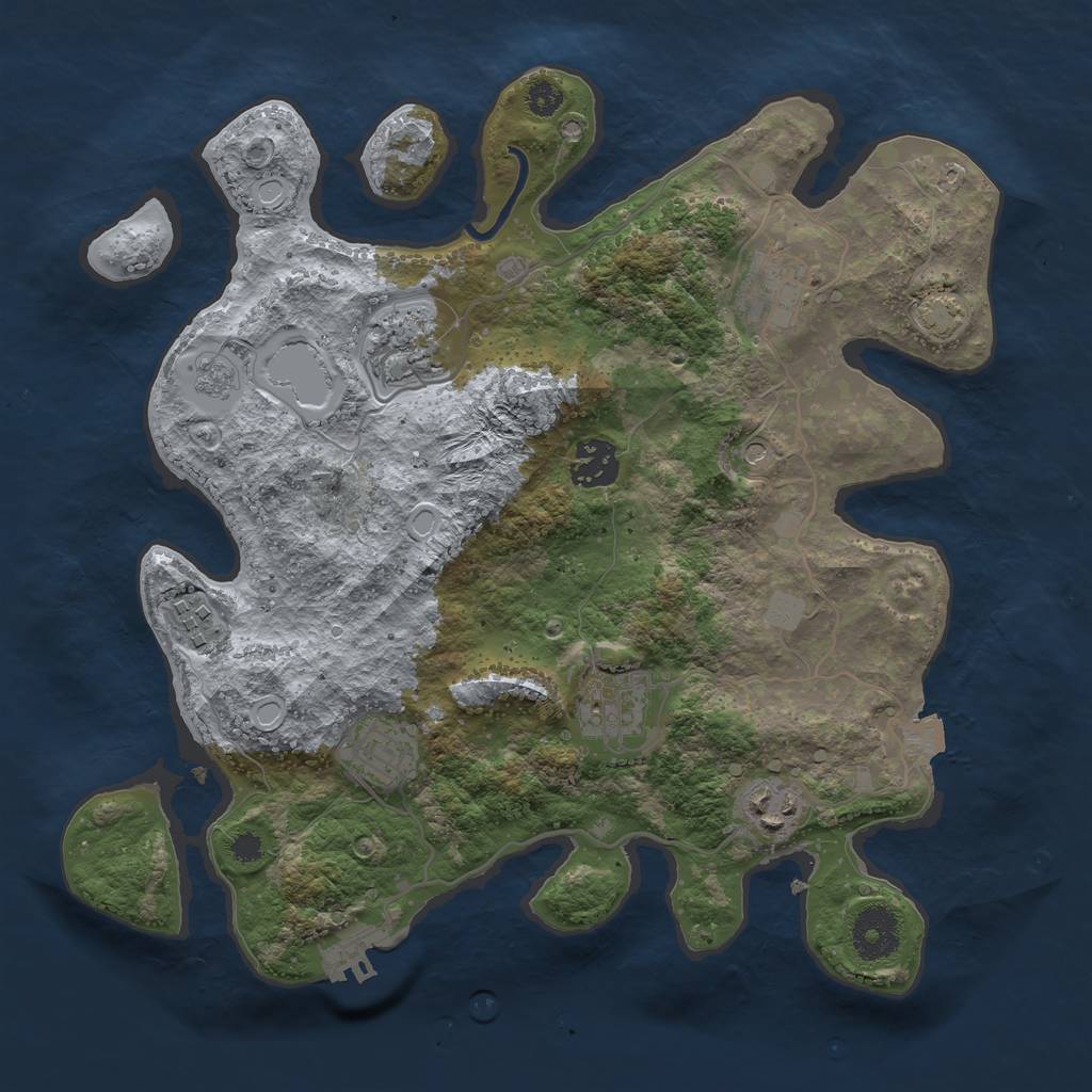 Rust Map: Procedural Map, Size: 3250, Seed: 847071443, 14 Monuments