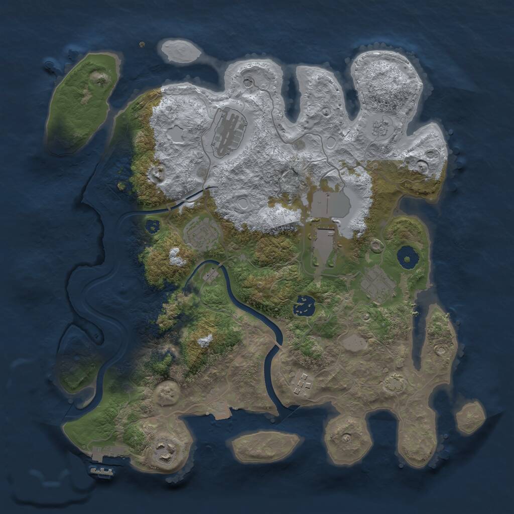 Rust Map: Procedural Map, Size: 3500, Seed: 2008939271, 12 Monuments