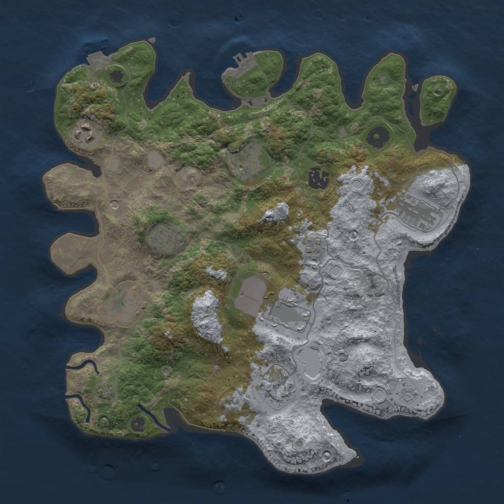 Rust Map: Procedural Map, Size: 3500, Seed: 468943352, 16 Monuments