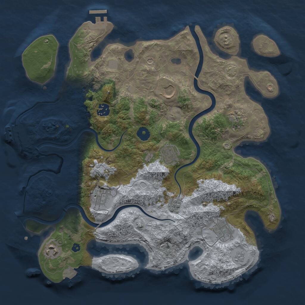 Rust Map: Procedural Map, Size: 3500, Seed: 1678816276, 14 Monuments