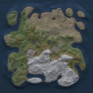 Thumbnail Rust Map: Procedural Map, Size: 3500, Seed: 1678816276, 16 Monuments