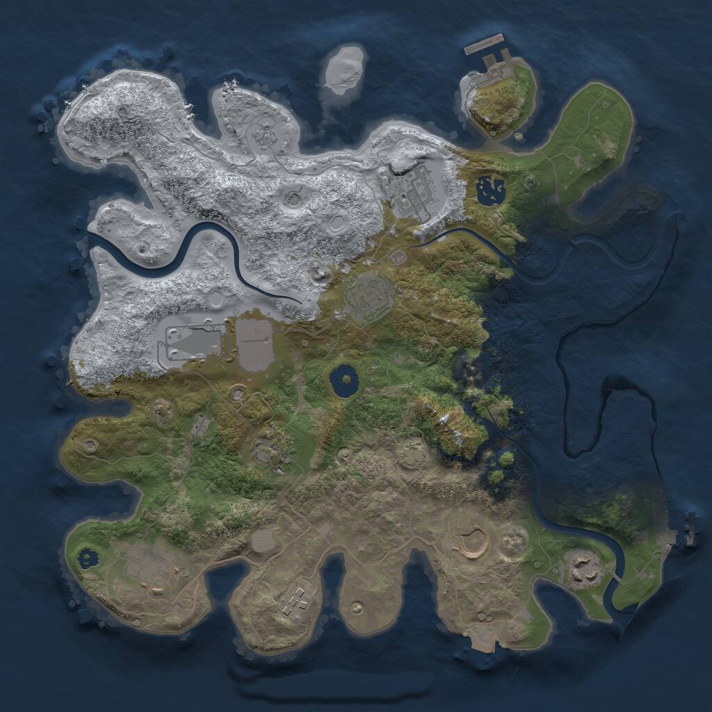 Rust Map: Procedural Map, Size: 3500, Seed: 555350441, 15 Monuments