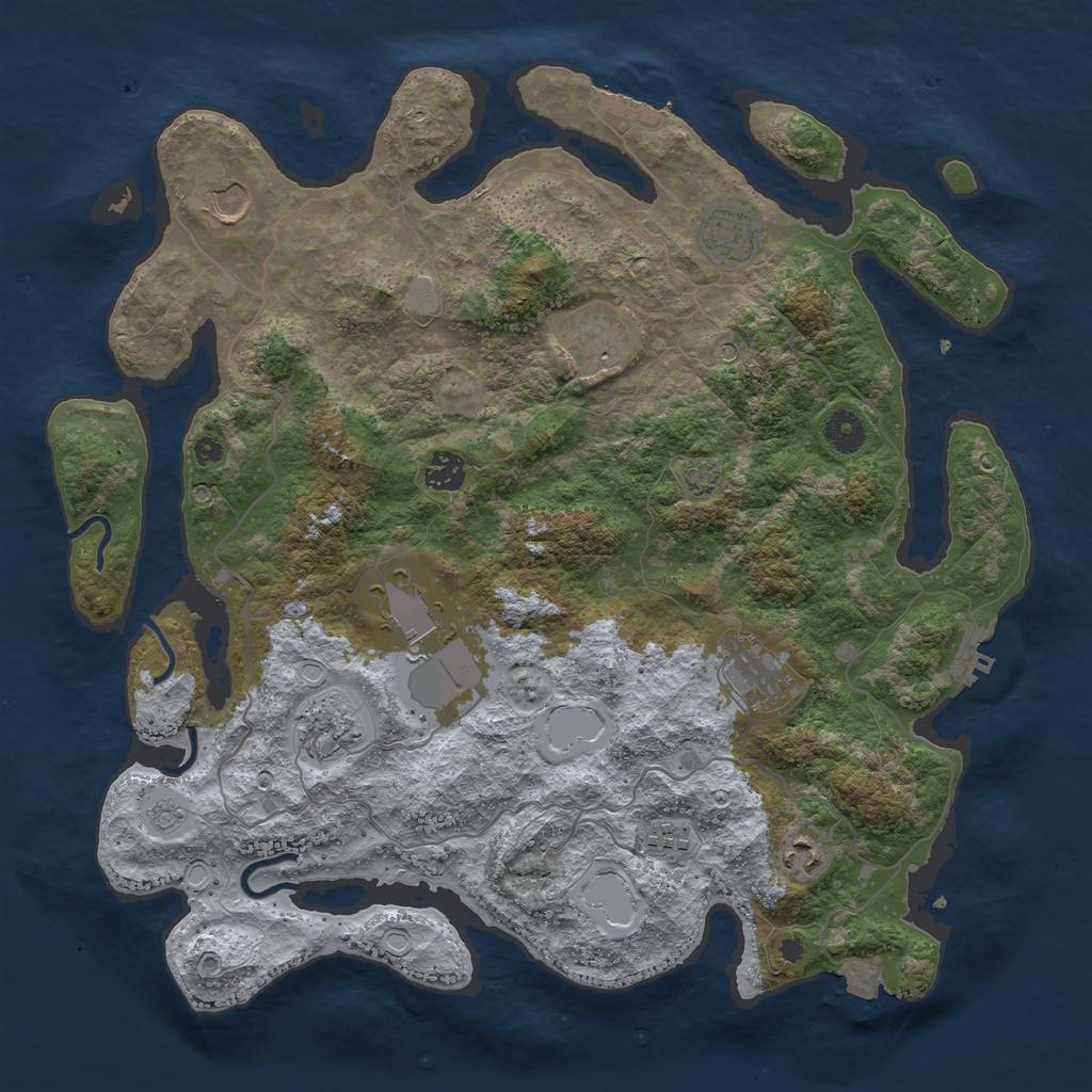 Rust Map: Procedural Map, Size: 4000, Seed: 547056458, 17 Monuments