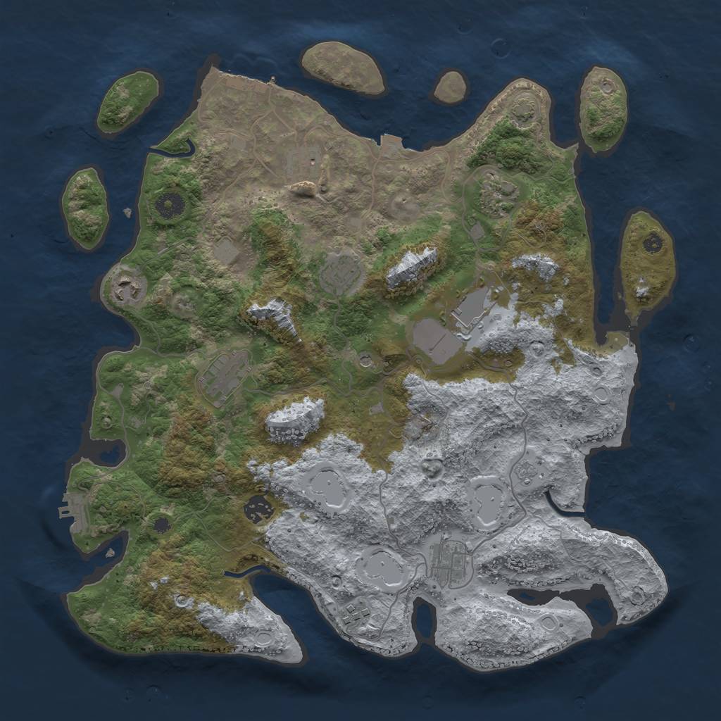 Rust Map: Procedural Map, Size: 3900, Seed: 59896272, 17 Monuments