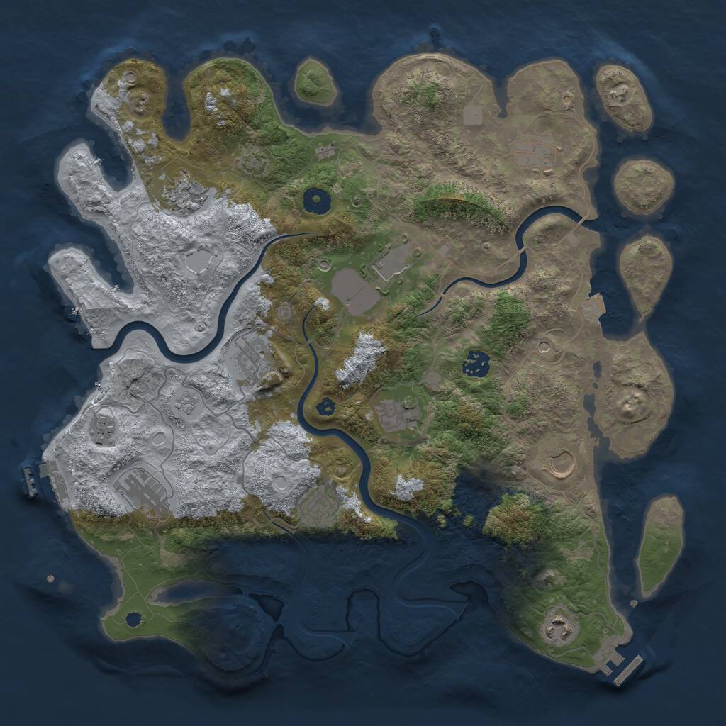 Rust Map: Procedural Map, Size: 3950, Seed: 90117993, 17 Monuments