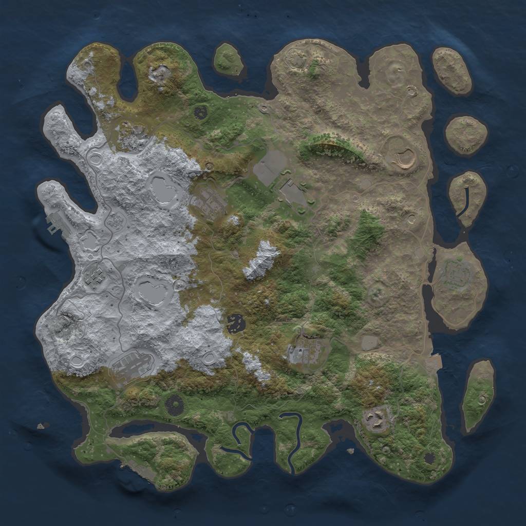 Rust Map: Procedural Map, Size: 3950, Seed: 90117993, 18 Monuments