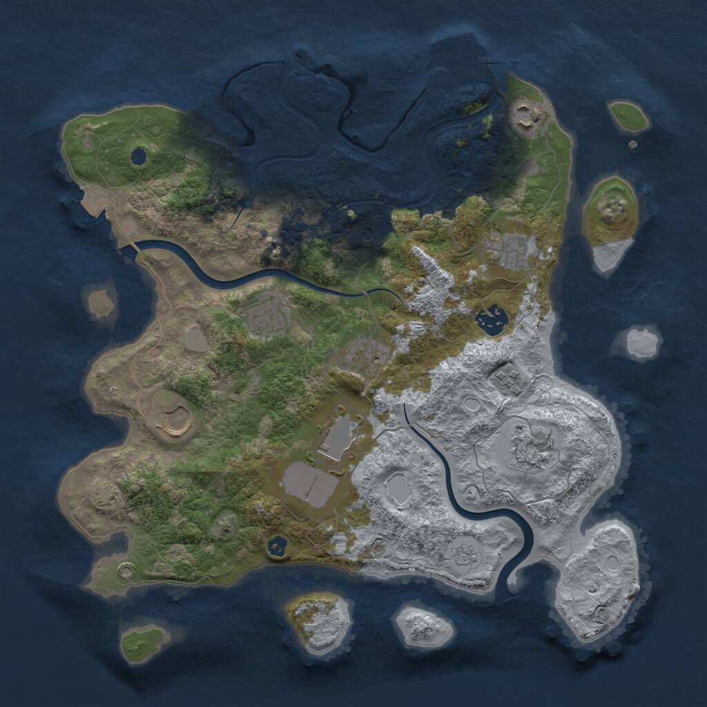Rust Map: Procedural Map, Size: 3550, Seed: 53324650, 14 Monuments