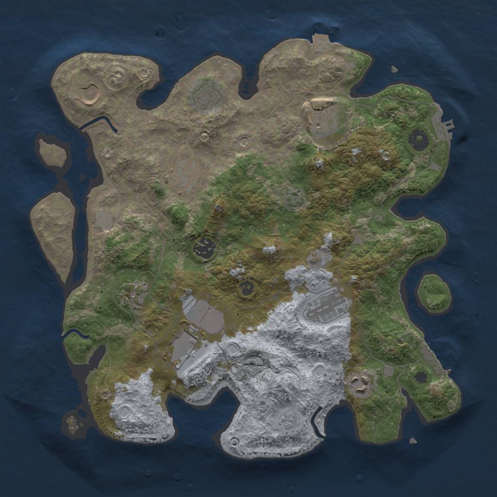 Rust Map: Procedural Map, Size: 3550, Seed: 64744910, 17 Monuments