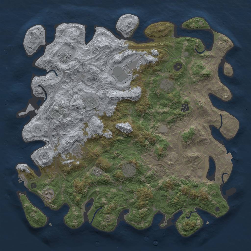 Rust Map: Procedural Map, Size: 4400, Seed: 27499021, 16 Monuments