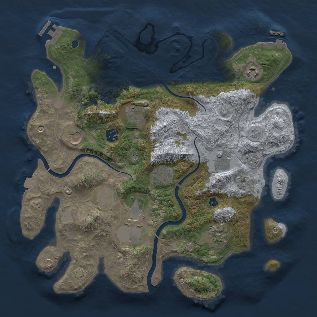 Rust Map: Procedural Map, Size: 3600, Seed: 27676790, 16 Monuments
