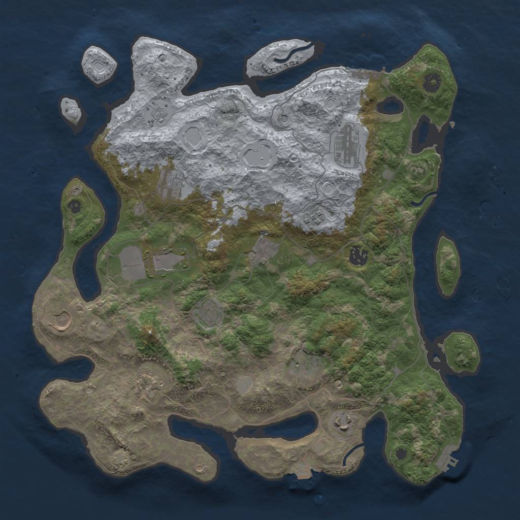 Rust Map: Procedural Map, Size: 4000, Seed: 439025435, 19 Monuments