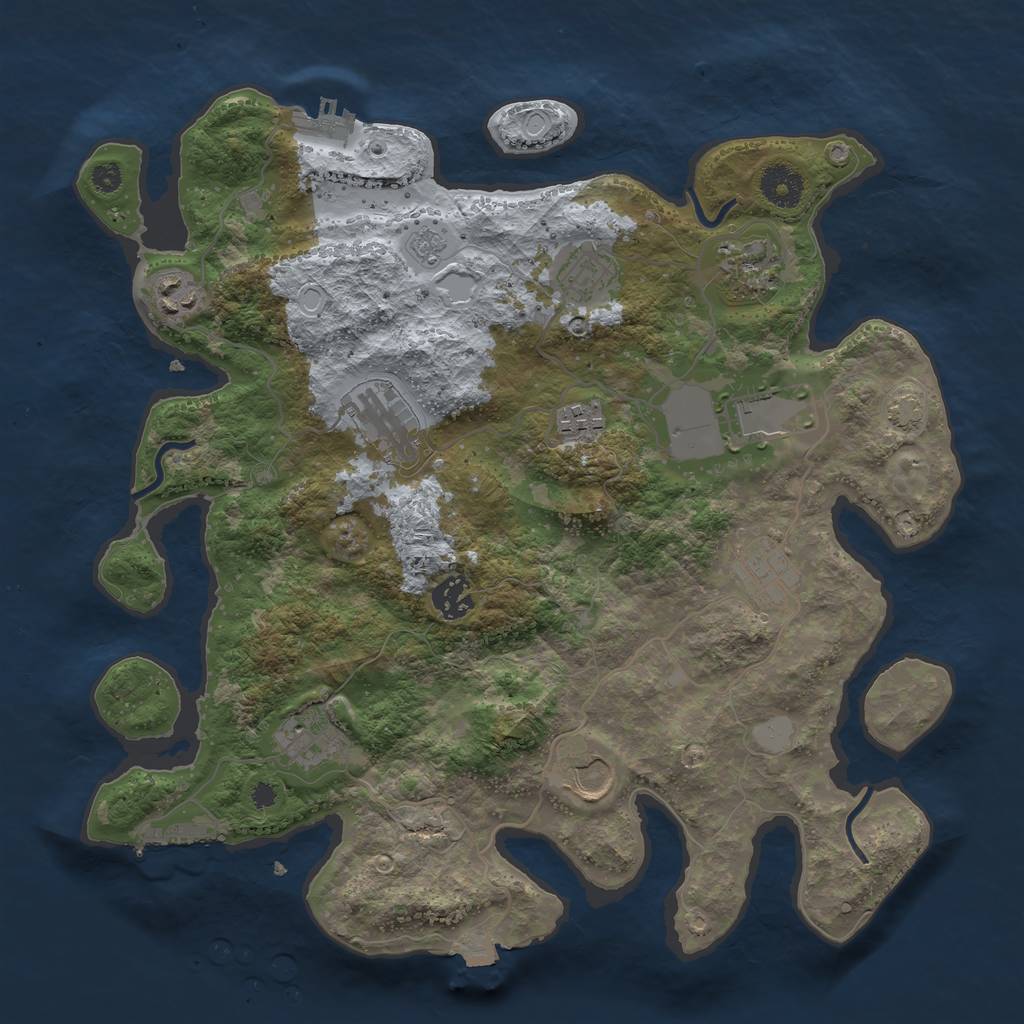 Rust Map: Procedural Map, Size: 3600, Seed: 58195372, 17 Monuments