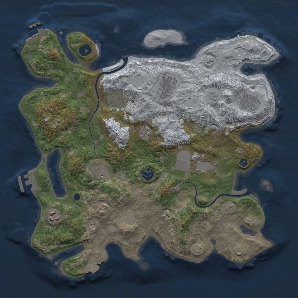Rust Map: Procedural Map, Size: 3700, Seed: 83269006, 14 Monuments