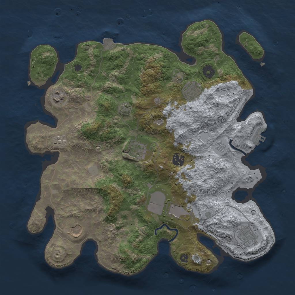 Rust Map: Procedural Map, Size: 3500, Seed: 91436641, 15 Monuments
