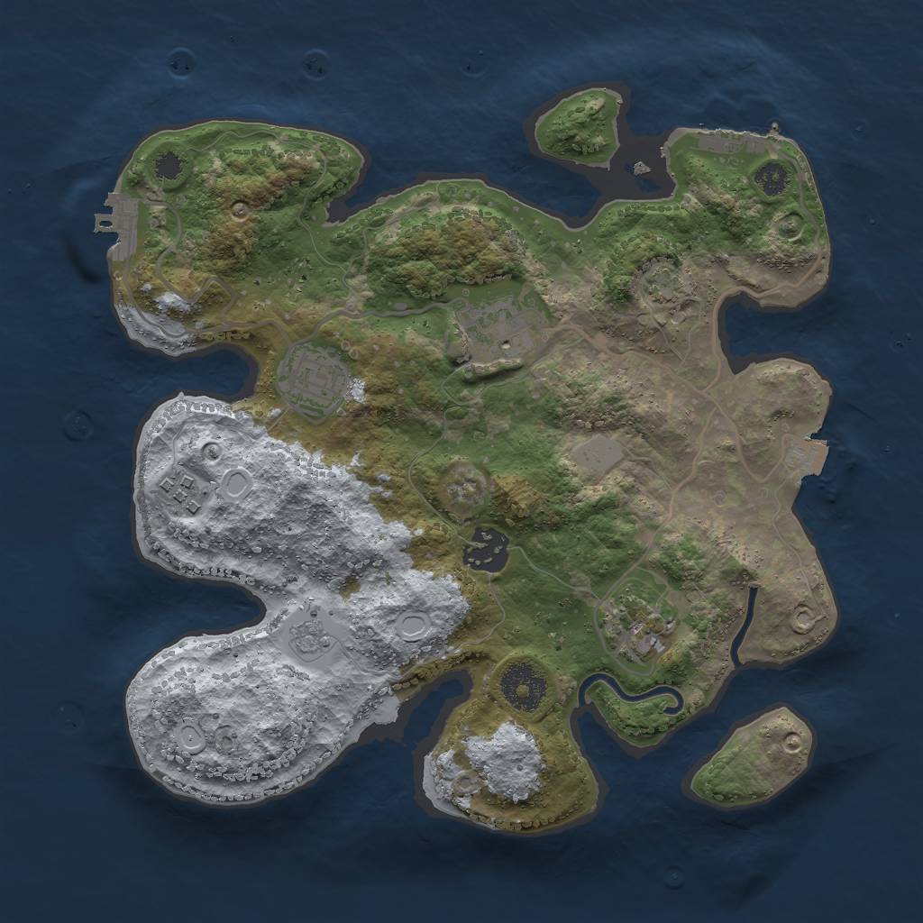 Rust Map: Procedural Map, Size: 3000, Seed: 5523, 12 Monuments