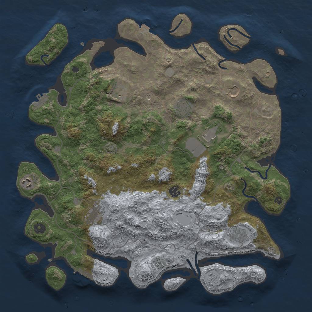 Rust Map: Procedural Map, Size: 4100, Seed: 87251455, 17 Monuments