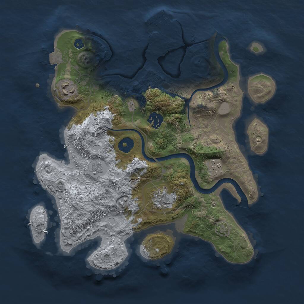 Rust Map: Procedural Map, Size: 3000, Seed: 13612, 8 Monuments