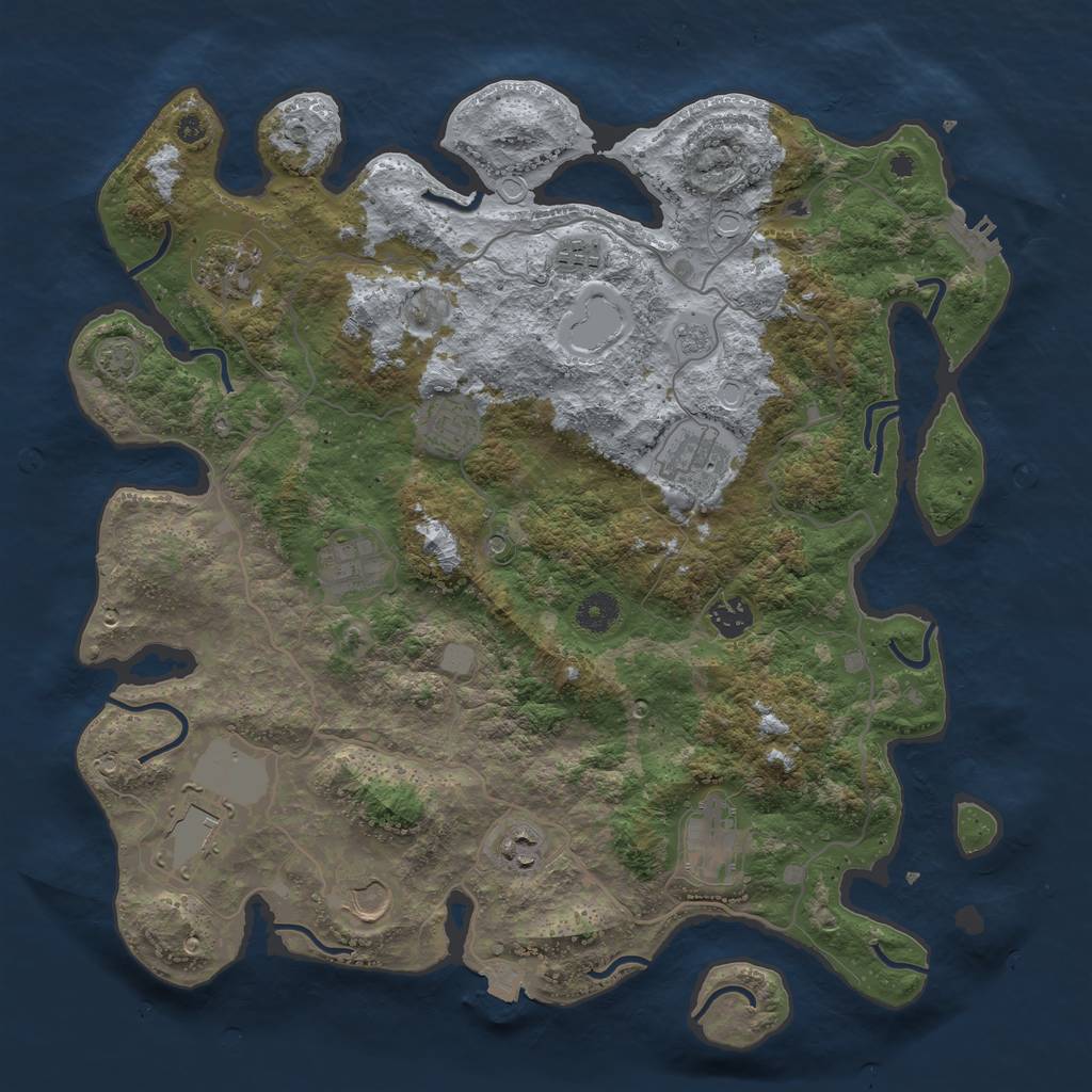 Rust Map: Procedural Map, Size: 4000, Seed: 54125, 17 Monuments